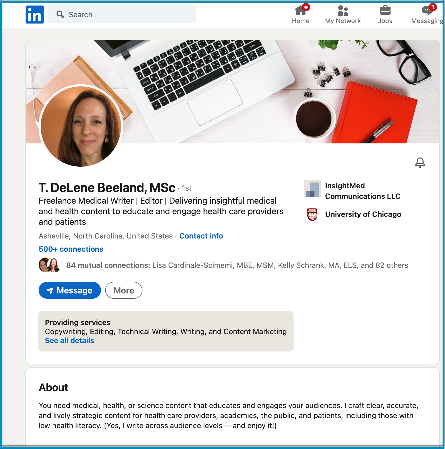 Delene's LinkedIn profile